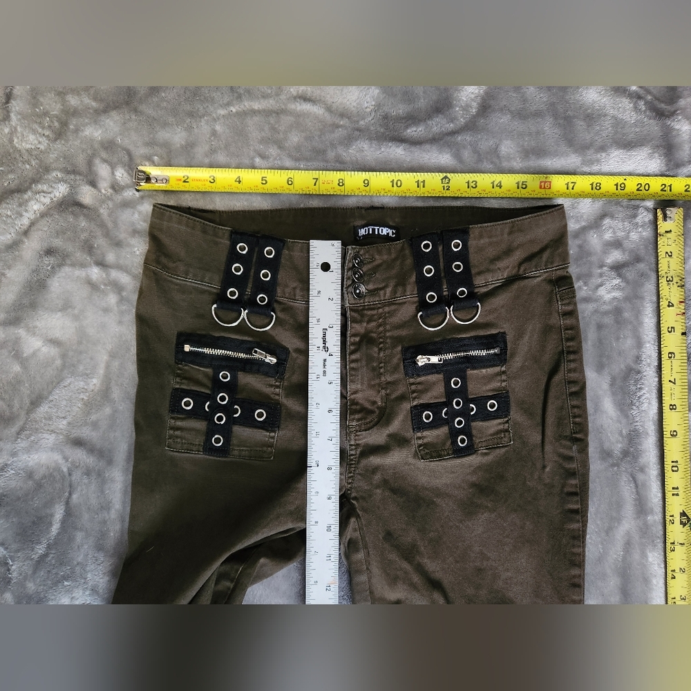 Stylish Brown Women's Jeans with Strap Details - Picture 2 of 5